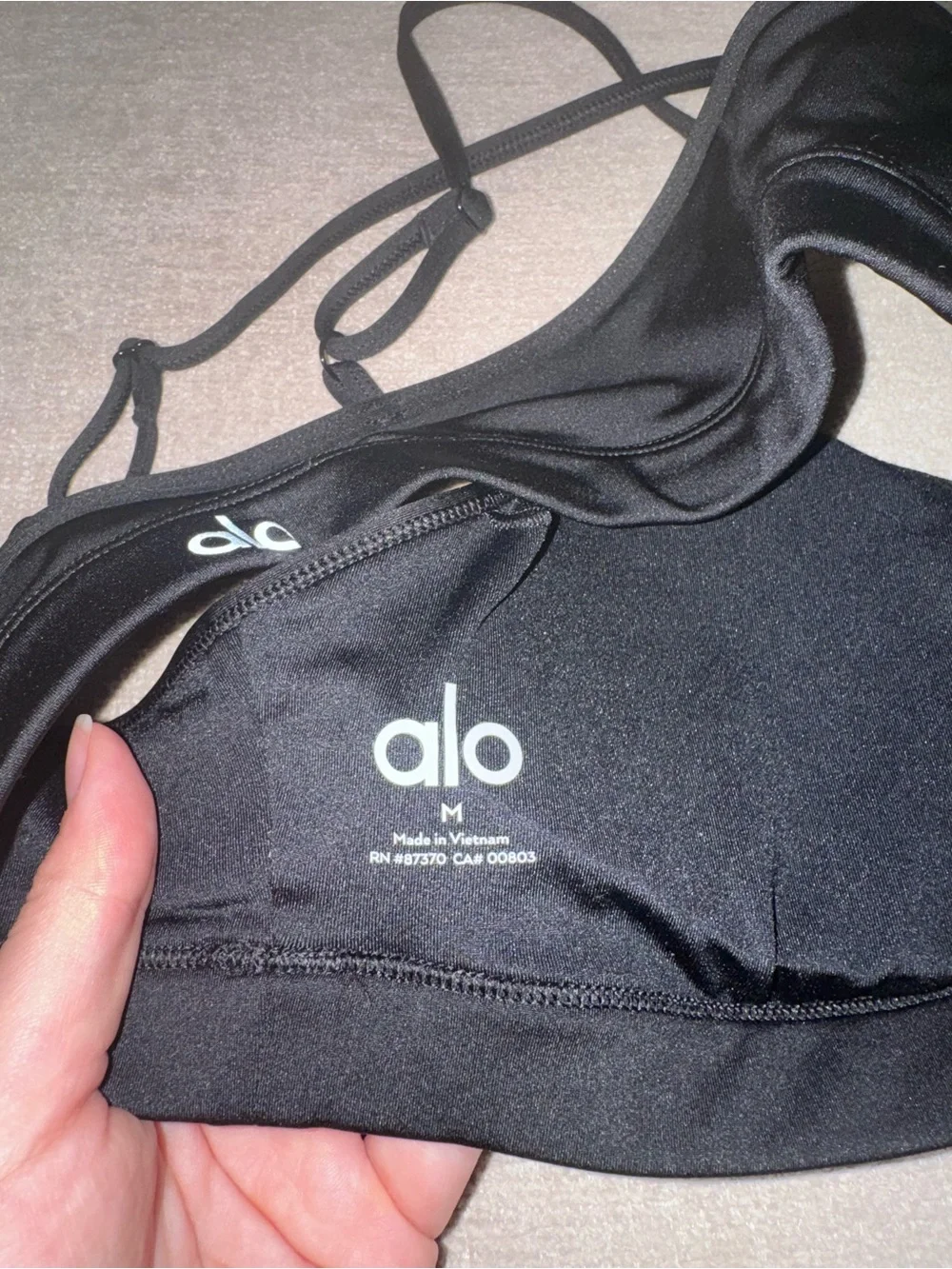 ALO Yoga Black Crossback Sports Bra